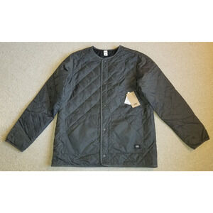 NWT $109 Mens Jacket-VANS-gray/blk 100% nylon quilted "Mission Reversible" ls-M